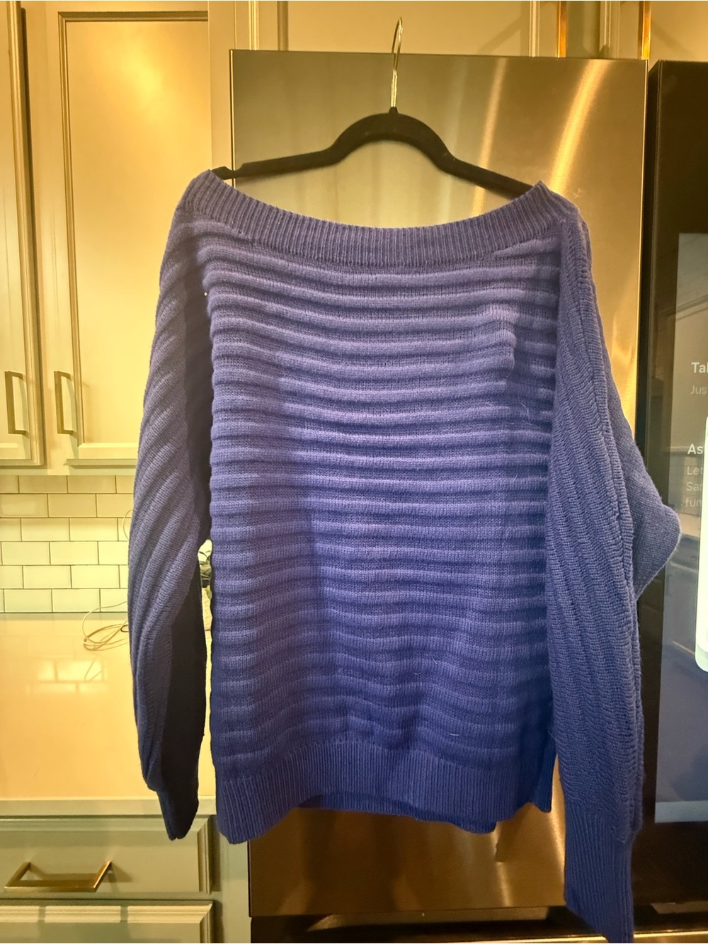 Aritzia Off-the-Shoulder Ribbed Sweater — Royal Blue